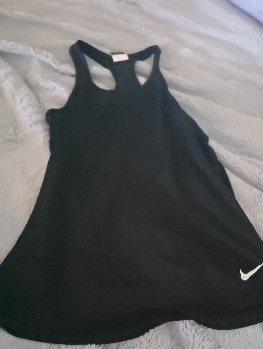 Nike Black Racerback Performance Tank with White Swoosh